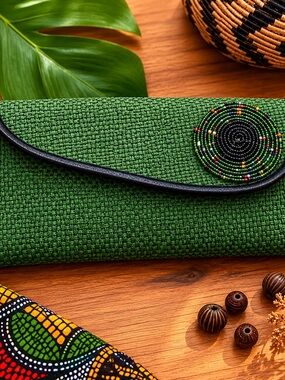 Handwoven Green Beaded Clutch